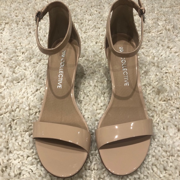 2for$40 Shiny Nude Stiletto Strapy Dress Shoe - Picture 2 of 5